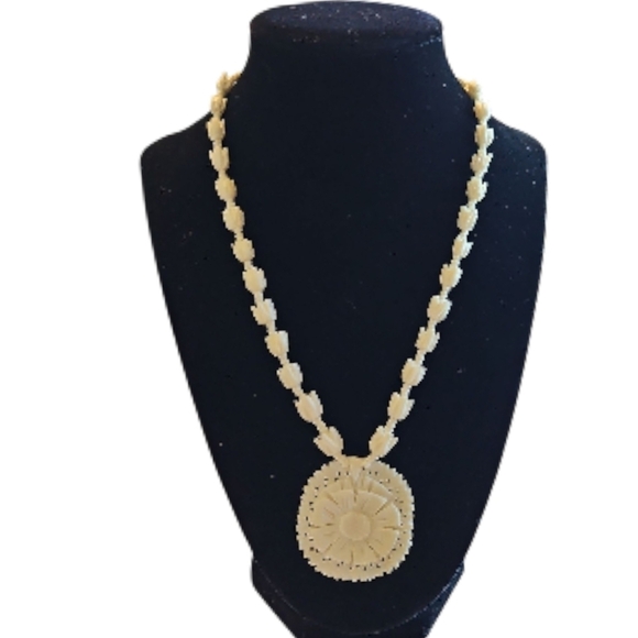 Jewelry - Vintage (80s) Egyptian Carved Bone Necklace